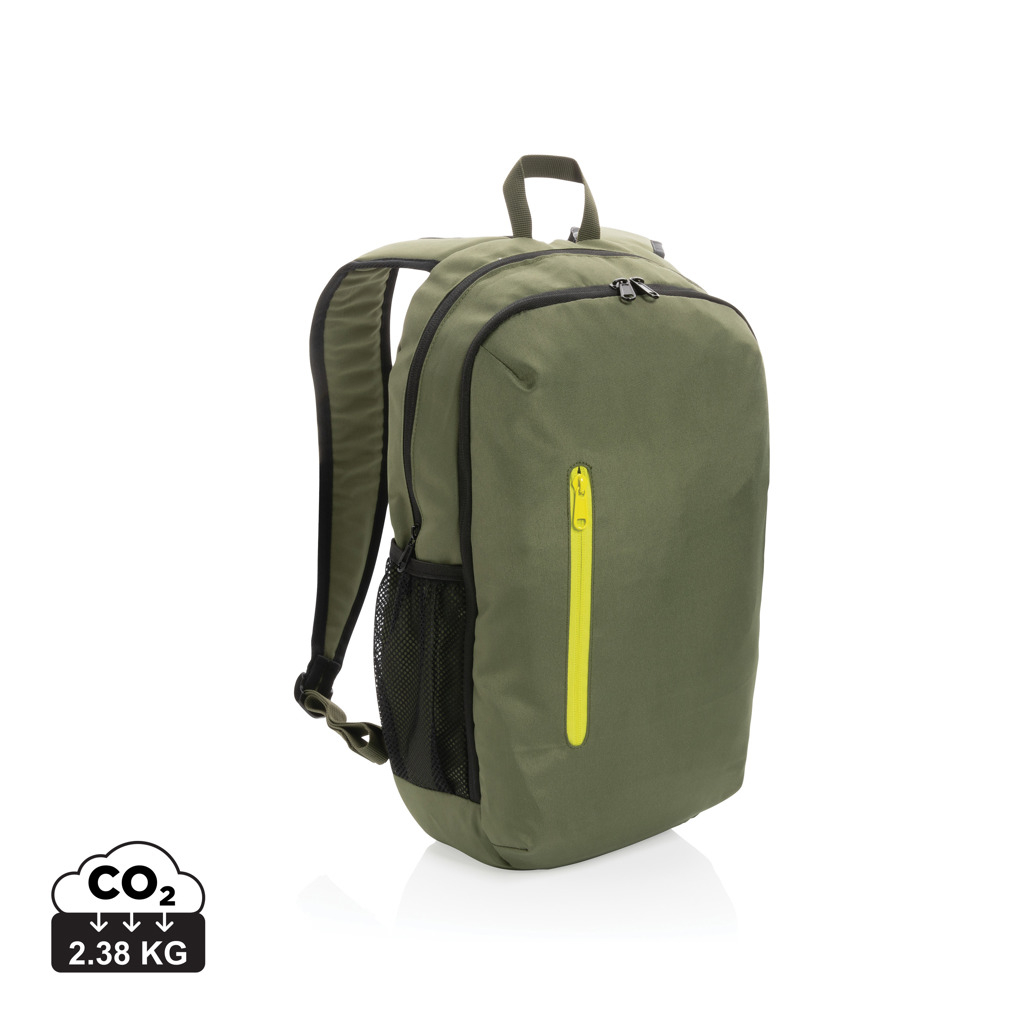 Sac à dos ordinateur 15" publicitaire en rPET Impact vert et vert citron